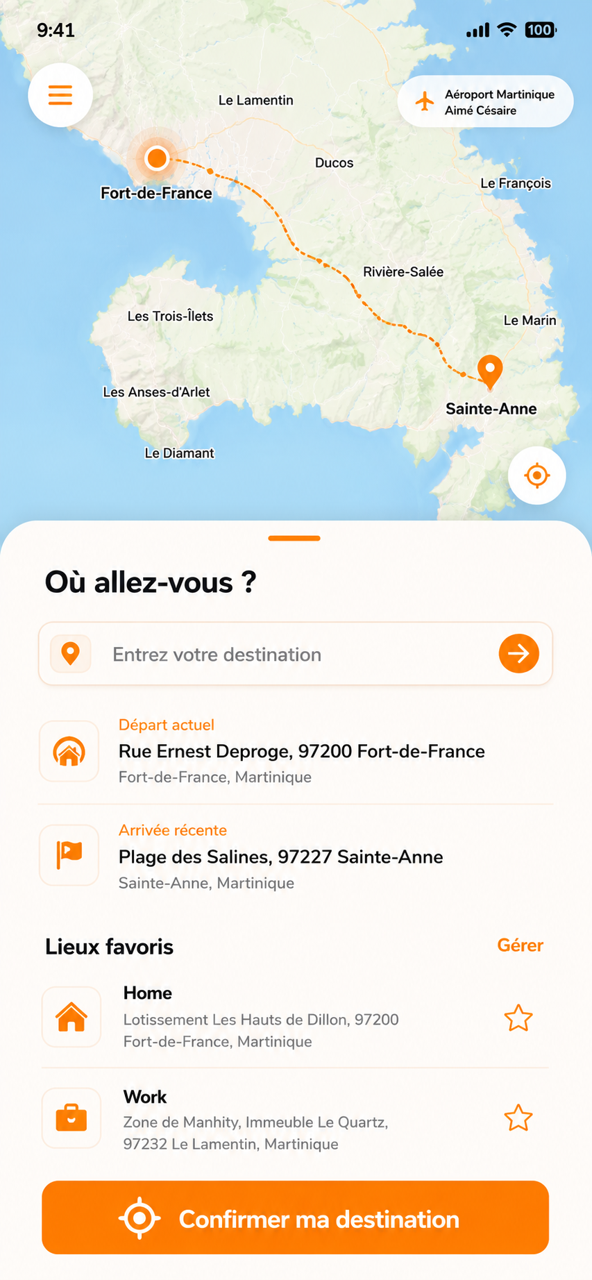 Entrez votre destination