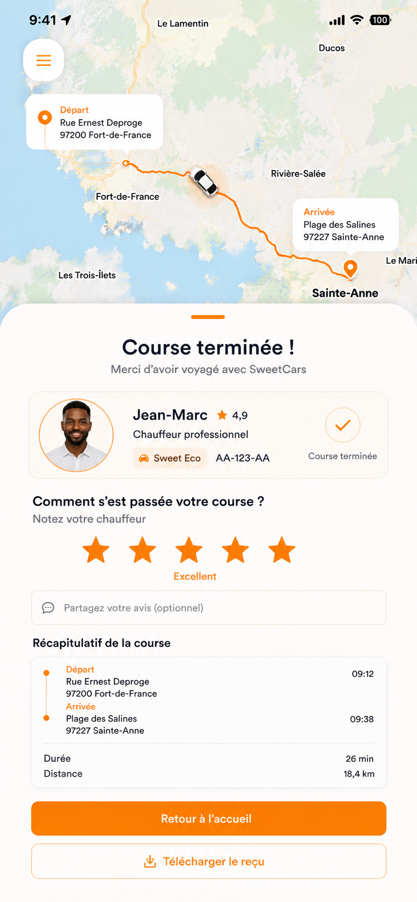 Paiement & course terminée